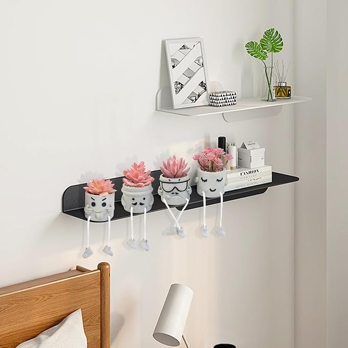 LUZOGA Set of 4 Artificial Potted Mini Succulent Plants - Small Fake Succulents in Hanging Leg Cement Pots, Desk/Bathroom/Bookshelf/Wall Decor for Home Office, Cute Office Decor for Women (Pink)