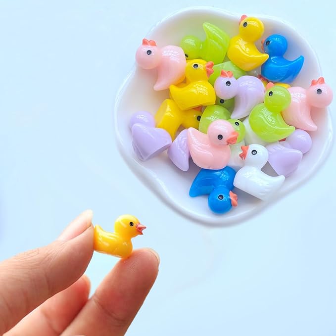 110 Pieces Mini Resin Ducks Tiny Duck Miniature Figures Charms Ornament Potted Garden for Party, DIY Micro Landscape Decorations, Aquarium Ornaments