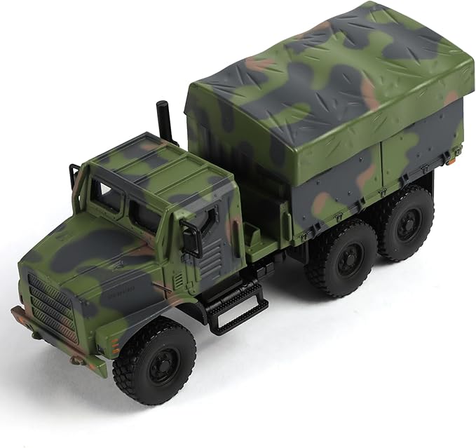 1/64 Tactical Truck Model Military Truck Armored Car Military MTVR MK23 Medium Vehicle Die-cast Metal Model Kit for Collection or Gift (Camouflage Green)