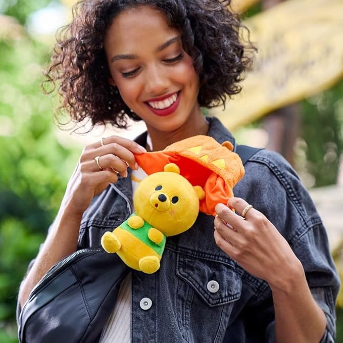 Disney Store Official Mini Mix-Its Plushies – Halloween Pooh - Cute Stuffed Animals - Mix & Match Detachable Hats - Hook and Loop Strap - Plush Toys for Kids and Collectors, 7 Inch