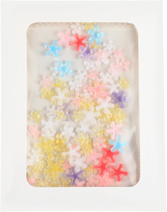 100Pcs 3D Crystal Flower Charms, Translucent Resin Petal Flatbacks, Miniature Floral Embellishments for Dollhouse Garden, Nail Art & DIY Crafts with Window Envelope Packaging (Assorted Colors)