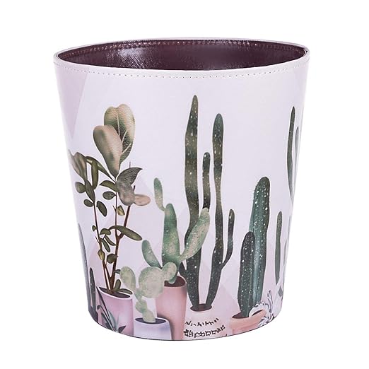 Scakbyer 10L/2.64 Gallon PU Leather Trash Can Decorative Waterproof Wastebasket Paper Basket Garbage Bin for Home Office Bathroom