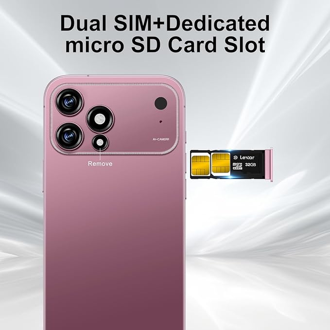MMY 17PROMA X Unlocked Cell Phone 16+1TB,6.9" HD Screen Unlocked Phones,Android 15 7000mAh Long Battery Life Smartphone,5G/Dual SIM/Fingerprint Button Unlock/Photos/Face ID (Rose Gold, 16+1TB)