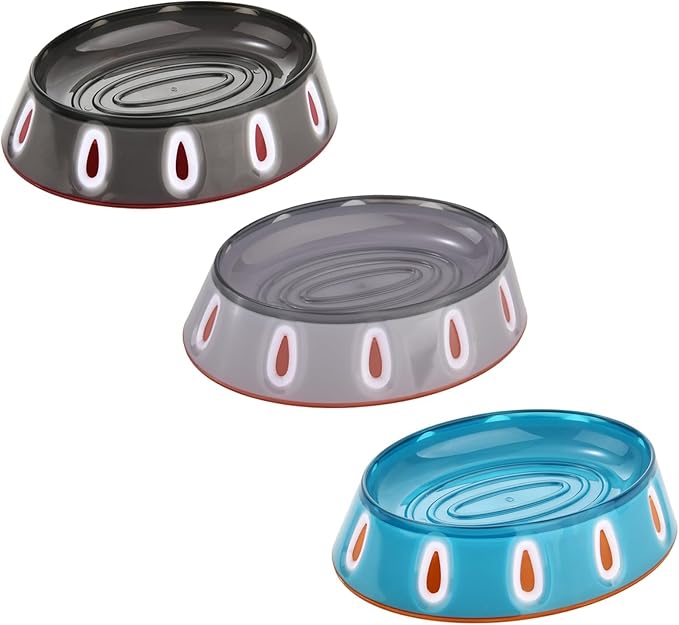 Soap Dish Set of 2, Cute & Modern Plastic Bar Soap Holder, 2-Pack Decorative Soap Tray with Internal Draining Ridges to Keep Soap Dry, for Bathroom Sink, Kitchen Sink (Volcanic Gray/White/Red)