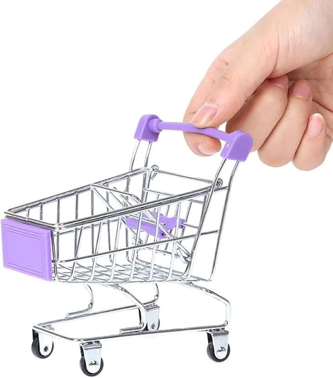 Mini Shopping Cart，Supermarket Handcart Mini Shopping Cart Mini Supermarket Storage Toy Decorative Ornaments for Storage Toys (Toy Shopping cart Blue)