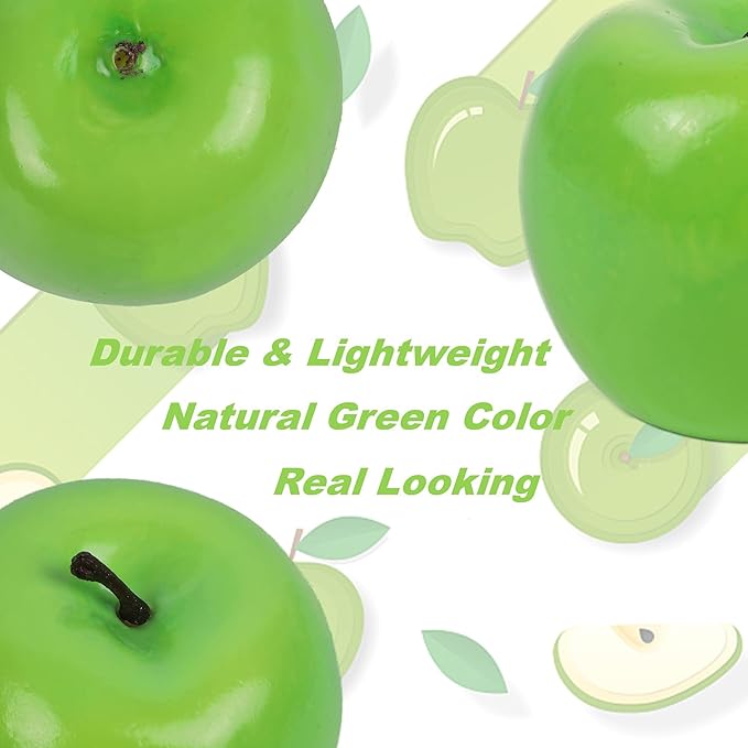 Fake Fruit Artificial Apples, Set of 12 Decorative Fruit Lifelike Faux Apples Realistic Fruits Apple Decorations for Kitchen, Realistic Fake Fruits Party Props Home Decor