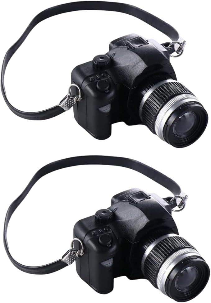 2Pcs 1:4 Scale Mini Camera Prop Ornament Vintage Camera Model, Miniature Digital Camera Mini Decoration Accessories Photography Props Ornament(Style 4)