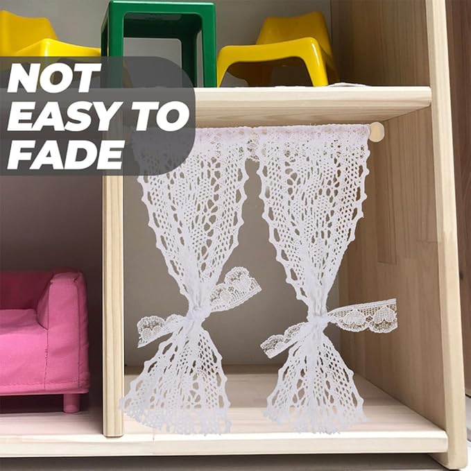 TOYANDONA 3pcs Dollhouse Curtains, 1/12 Scale Dollhouse Lace Curtains Miniature Window s for Miniature Accessories