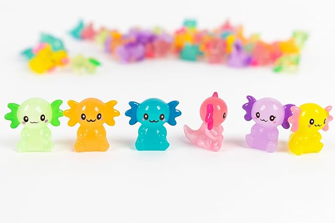 48 Pcs Mini Axolotl Resin Charms Miniature Axolotl Figurines Tiny Small Animal Figures for DIY Garden Landscape Dollhouse Birthday Party Decoration Aquarium