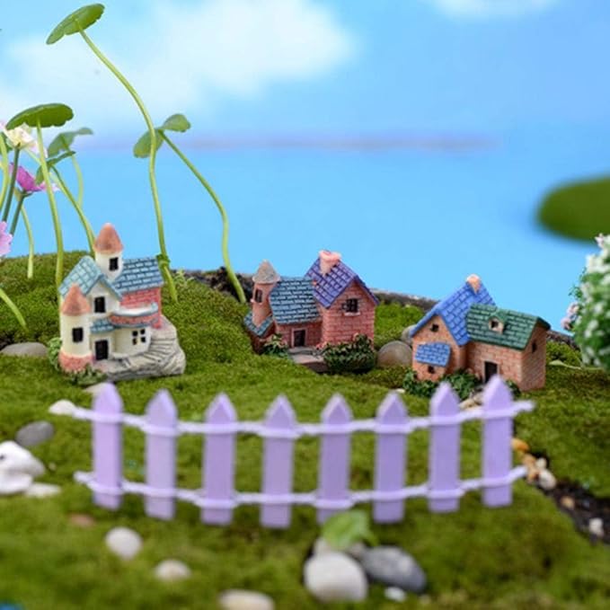 2 Pack Miniature Resin Fairy Castle Houses - DIY Mini Fairy Garden Ornaments for Dollhouse, Bonsai, and Micro Landscape | Fairy Tale House Figurines for Home, Yard, Desk,and Outdoor Garden Decorations