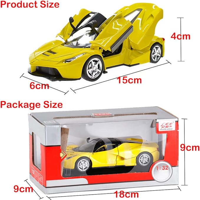 Alloy Collectible Yellow Race LaFer Pull Back Vehicles Diecast Cars Model with Lights and Sound
