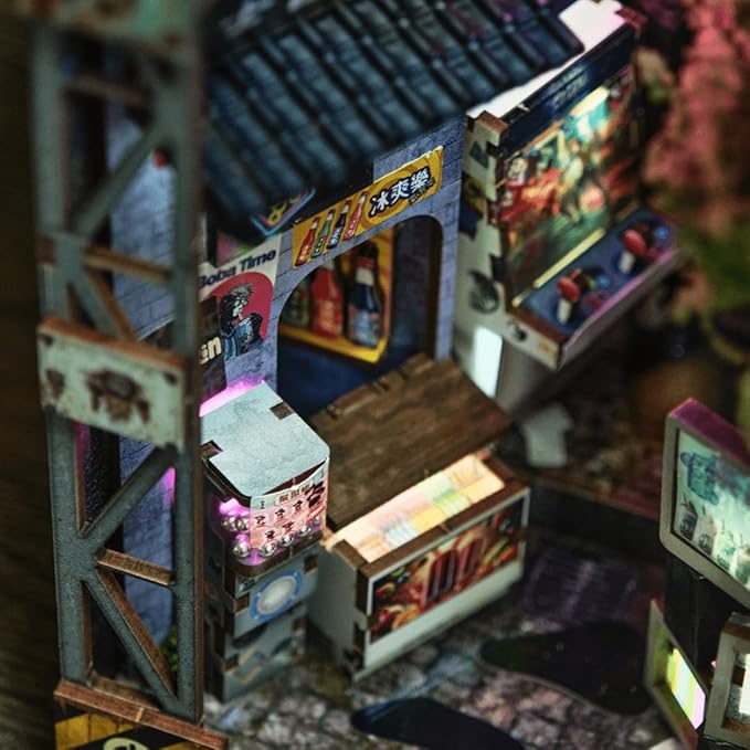 Anavrin Book Nook Kit Kowloon Walled City 2049 DIY 3D Wooden Booknook for Adults, Teens and Book Lovers, Bookshelf Insert Library Decor, Creative Gift for Family, Friends, and Elderly