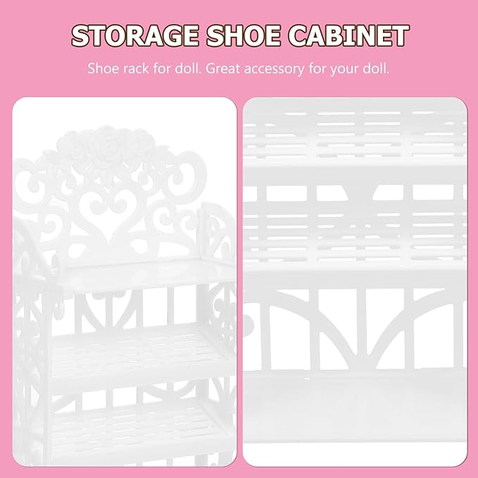 NUOBESTY Doll Shoes Rack Miniature Dollhouse Furniture for Girl Dolls Organizers Storage Accessories Playset