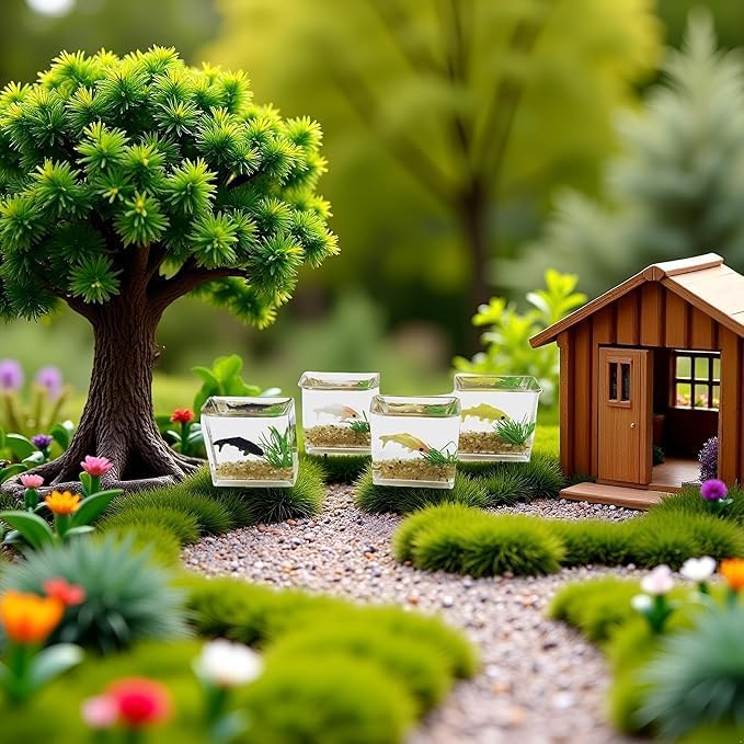 1Pc Fish Tank Toy, 1:12 Scale Miniature Dollhoue Accessories, Resin Dollhouse Fish Tank Accessories for Garden Scene Decor, Dollhouse Accessories (Random Color Square)