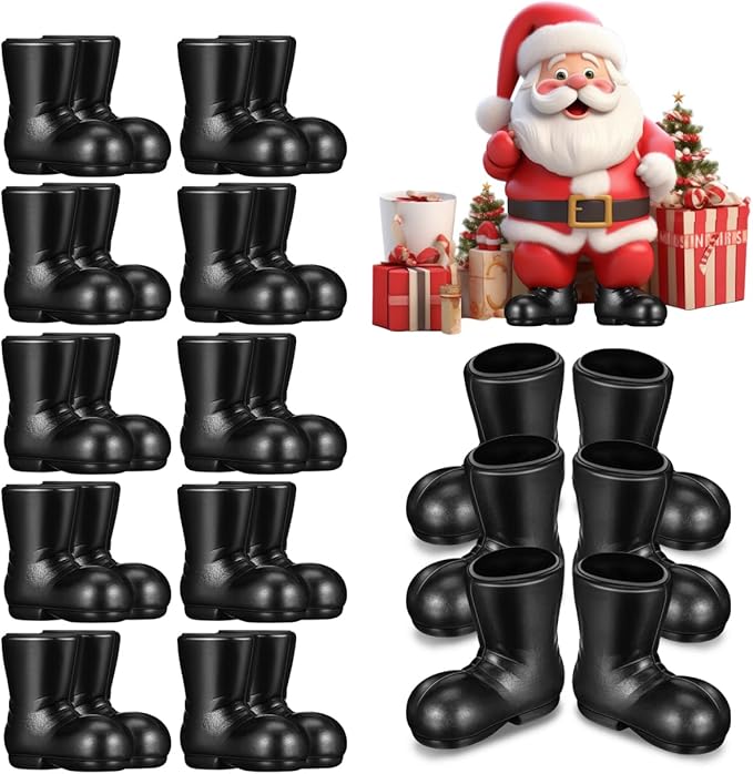 DOITOOL 50 Pcs Miniature Santa Claus Boots, Mini Shoes Props for Dollhouse Decoration, Cute Xmas Ornaments Plastic Xmas Mini Shoes