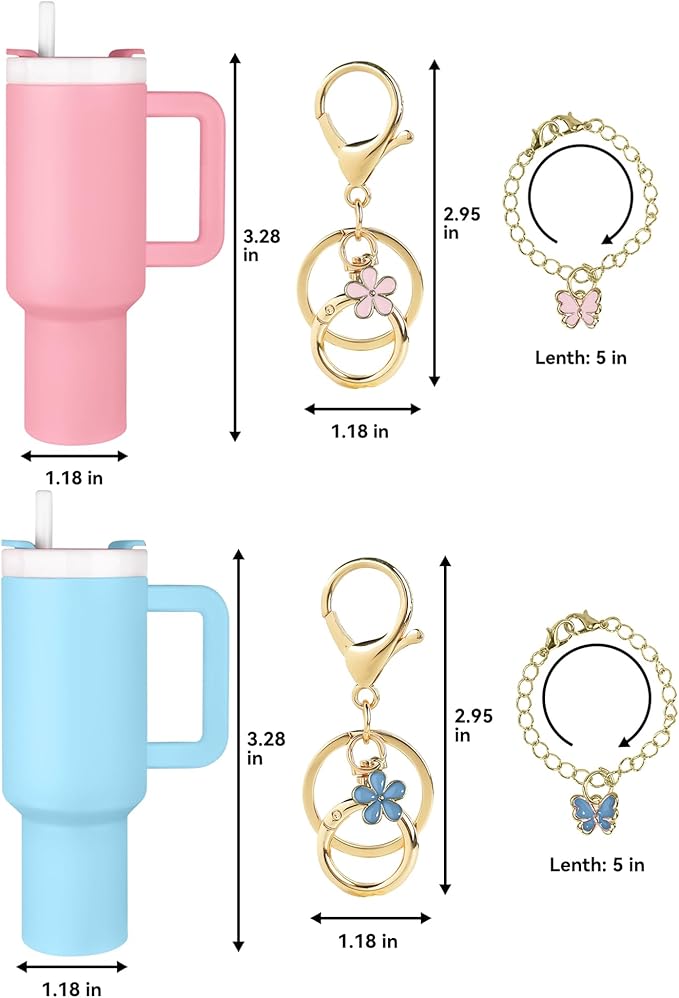 ERTUNA Mini Tumbler Keychain Accessories for Stanley Cup, 2 Way Cute Charms Chapstick Lip Balm Holder for Women Purse Handbag