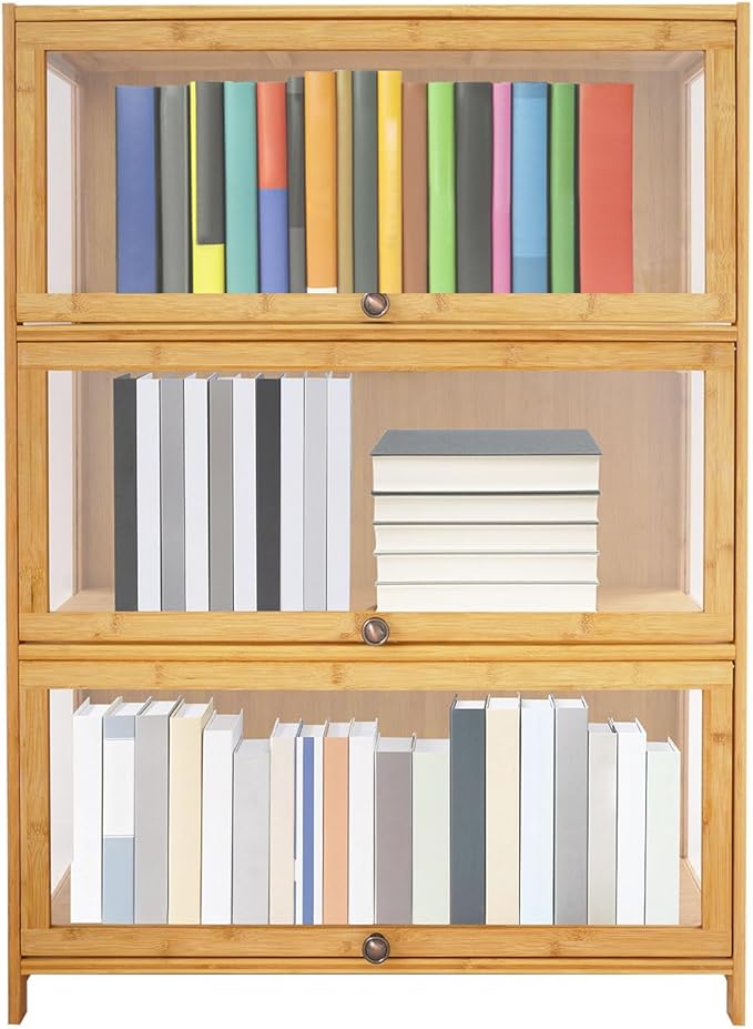 Display Cabinet, Display Case Mode Toys Shelf with 15kg/33lbs Load,Freestanding Large Capacity Storage Cabinet for Display Crafts, Action Toys, Books, DVD/CD Collections, Documents 31.5*12.6*41.7in