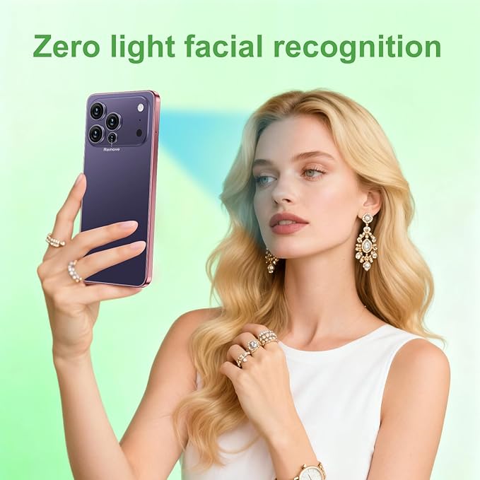 Huness I17PROMAX Smartphone Unlocked Cell Phone,6.99" HD Screen Unlocked Phone,16+512GB Android 15 Battery 7000mAh,Face ID/Dual SIM/5G/Fingerprint Button Unlock/Photos/GPS (Deep Purple, 16+512G)