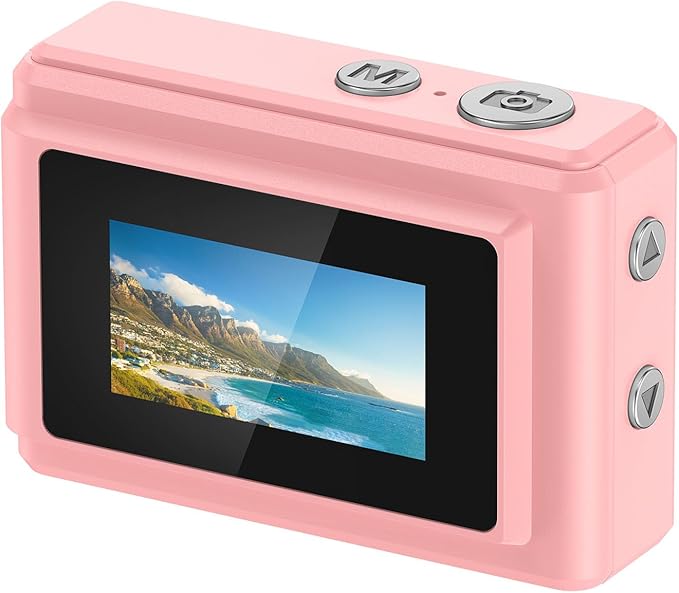 Tangxi Mini Keychain Digital Camera for Students, 1080P 12MP Small Camera Video Recorder, 6 Filters, 0.96 Inch LED Display for Travel Study Recording (Pink)