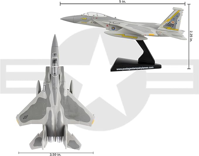 Daron Postage Stamp F-15 Eagle 5th Fighter Interceptor Sqn. 1/150 Scale, Gray, unisex, adult Grey