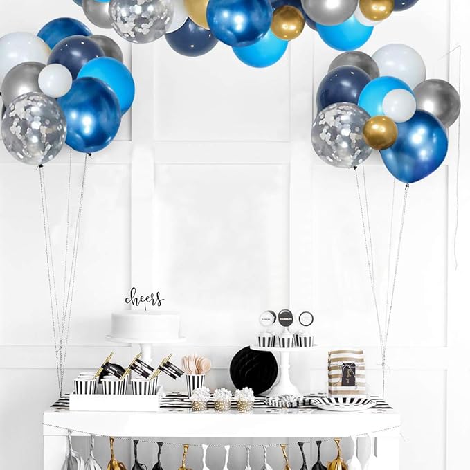 5 inch Metallic Blue Balloons, 100 pcs Thick Shiny Chrome Blue Latex Party Balloon (Metallic Blue)