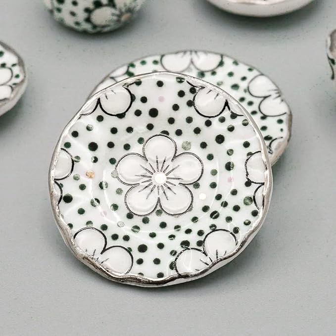 Odoria 1/12 Miniature Porcelain Tea Set 15Pcs Dollhouse Decoration Accessories, Plum Blossom
