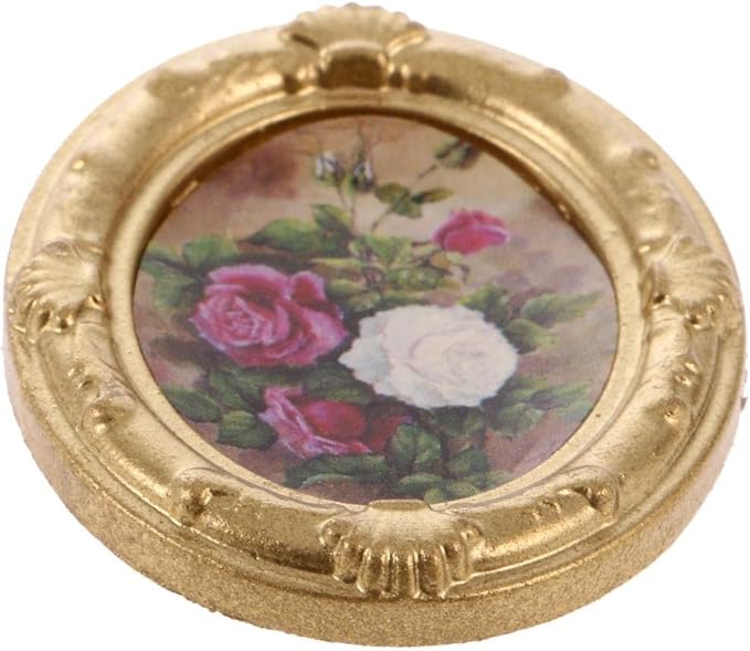 Vintage Mini Metal Dollhouse Decor Furniture Kit Flower Picture Photo Frame for 1:12 Dolls House Miniature Accessories #B