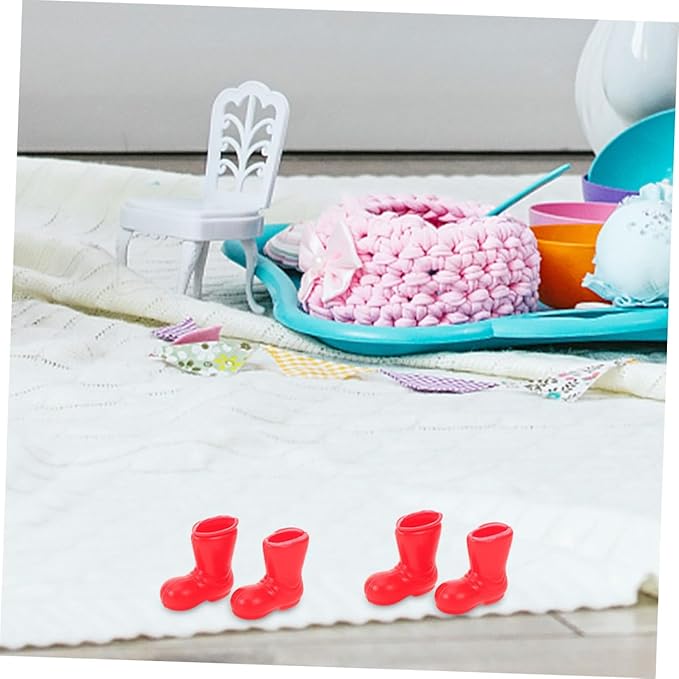 TOYZFRIENDY 100pcs Miniature Santa Claus Boots Cute Red Doll Plastic Rain Shoes for Christmas Table Centerpiece DIY Craft Projects Holiday Ornaments and Dollhouse Decorations