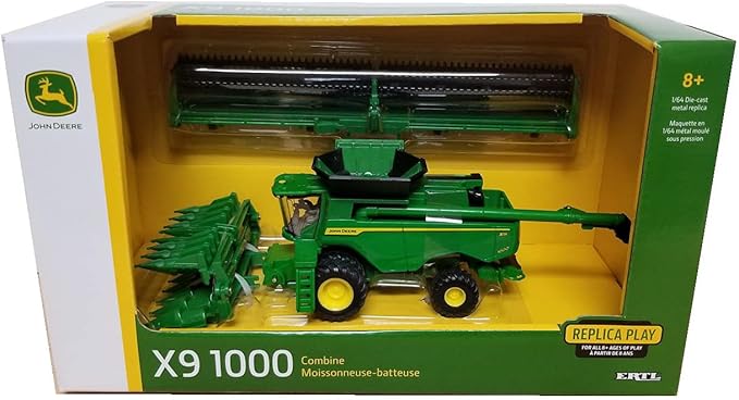 John Deere 1/64 Scale X9 1000 Combine HD50F Draper Head and Folding C16F Corn Head
