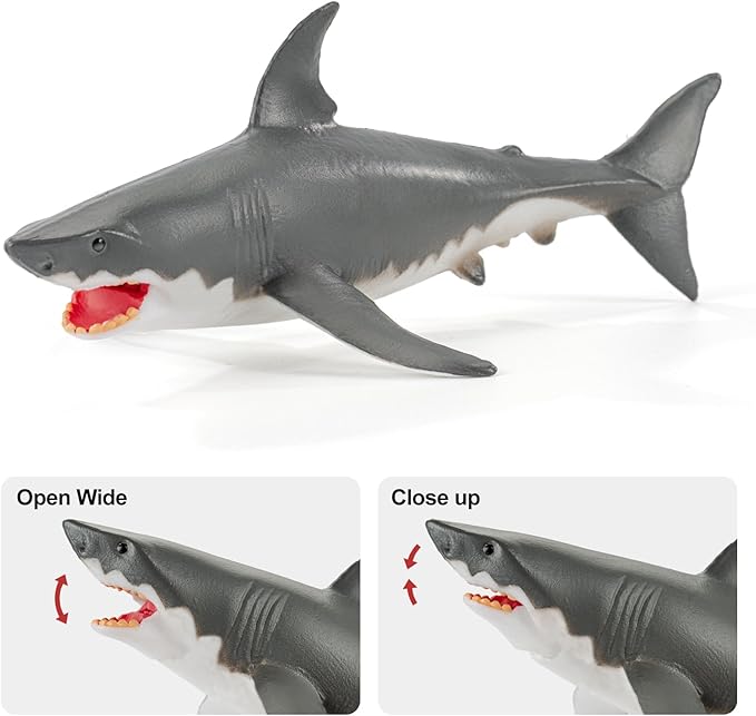 6PCS 5-7"L Realistic Shark Bath Toy for Kids, Plastic Sea Ocean Animals Figures Toys for Toddlers Includes Great White Shark Figurines Cake Toppers Birthday Party Favors & Gifts for Boy Girl