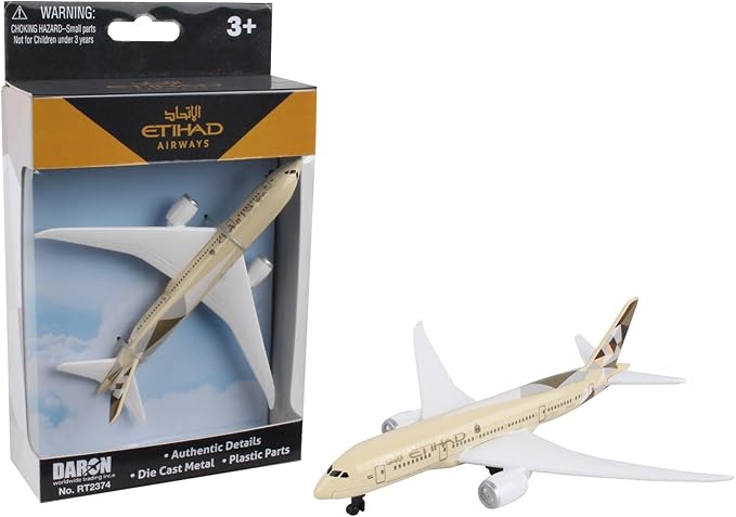 Daron Toy Airplane – Etihad – Die-Cast Metal Model Airplane Toy with Plastic Parts for Kids Ages 3+
