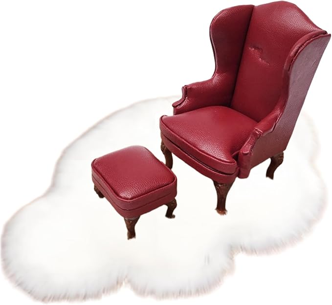 1:12 Scale Miniature Dollhouse Cloud Rug – Soft White Faux Fur Carpet, Cozy Bedroom & Living Room Accessory for Dollhouse Decoration, Mini Scene Layout, DIY Display & Micro Landscape Décor (5.8x3.8in)