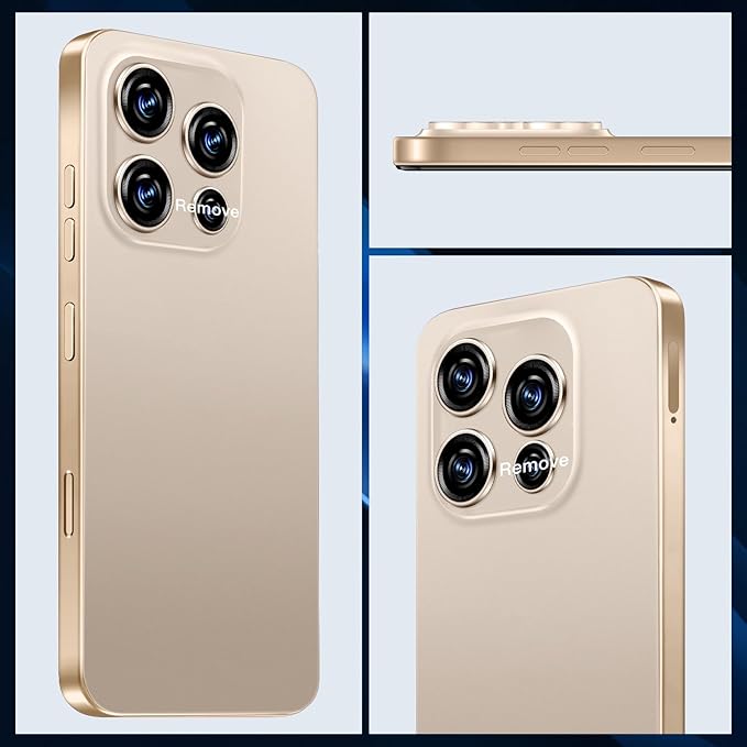 JQAKP 16PROMA X 5G Phone,Smartphone Unlocked Cell Phone 16GB+512GB/6.99“ HD Screen Display/68MP+108MP Camera/7000 mAh, Dual SIM Card/Face Unlock/Fingerprint Button Unlock (Desert Titanium)