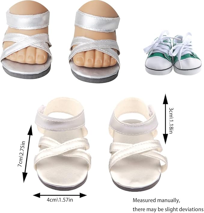 10 Pairs of 18-Inch Doll Shoes, BOSOIRSOU 2.75in Boots, Dance Shoes, Sandals, Casual Shoes, Canvas Shoes for 18" Dolls Accessories