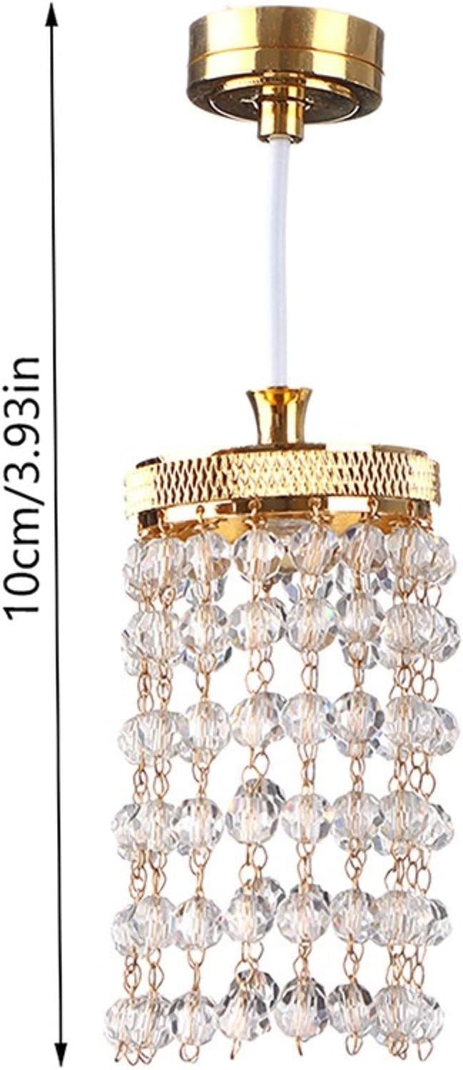 LUOZZY Dollhouse Lights Battery Operated Crystal Miniature Chandelier Led Lighting 1 12 Scale (Silver)