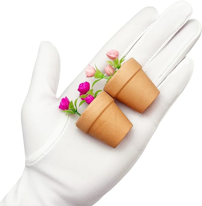 4 Pieces Mini Dollhouse Potted Plant Flower Model 1:12 Miniature Scene Bonsai Plant Set Accessories Micro Landscape Decoration (Rose+Pink)