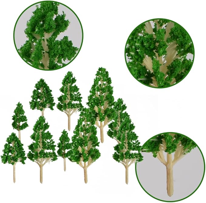 LUEYAO Mini Model Miniature Trees Mixed Train Scenery Architecture Fake Trees for DIY Crafts Building Model Scenery Landscape Green 1.2-3.9 inch 20 PCS (White Trunk)
