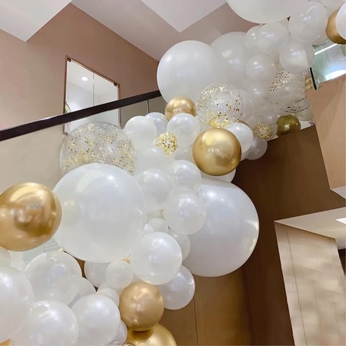 5 inch Pearl White Balloons, 100 pcs Mini White Party Balloons small Latex Balloons for Birthday Wedding Baby Shower Decorations (Pearl White)