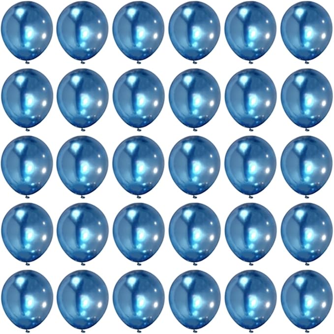5 inch Metallic Blue Balloons, 100 pcs Thick Shiny Chrome Blue Latex Party Balloon (Metallic Blue)