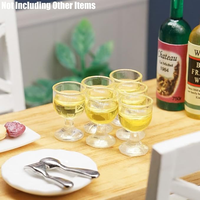 Odoria 1/12 Miniature Wine Glasses 12Pcs Dollhouse Decoration Accessories, White Wine
