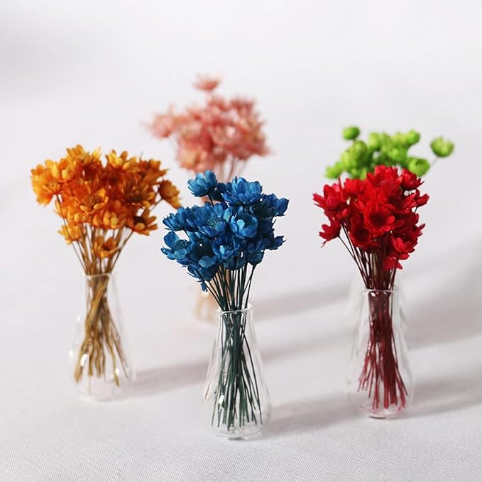 Pink Mini Flower Vase, 1/12 Scale Miniature Dollhouse Accessories Decor, Doll House Mini Flower Bowl Elegant Decoration for Mini Scene Excellent Quality