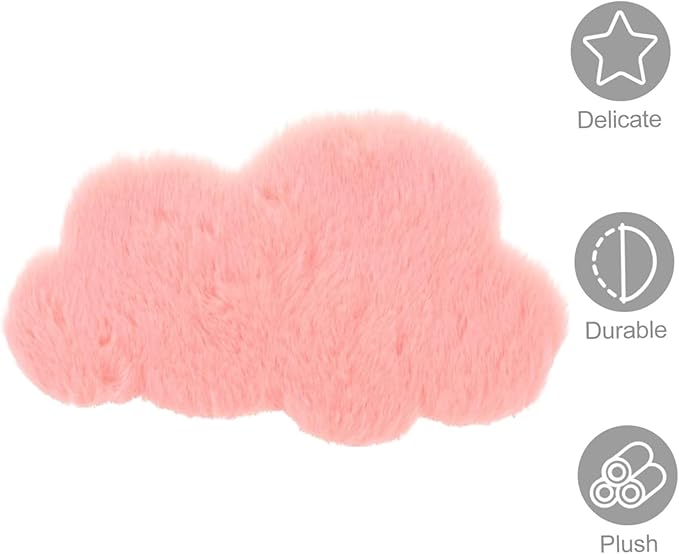 1:12 Scale Miniature Dollhouse Cloud Rug – Soft Pink Faux Fur Carpet, Cozy Bedroom & Living Room Accessory for Dollhouse Decoration, Mini Scene Layout, DIY Display & Micro Landscape Décor (5.8x3.8in)
