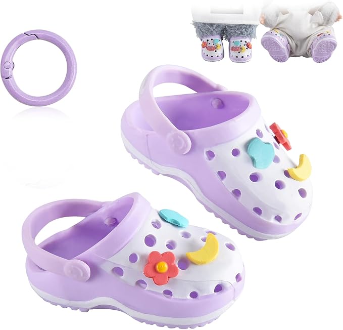Ciunura Premium Doll Shoes for Lububu, Cute Doll Shoes for 4-7in Dolls, Ideal for Lububu Outfits(Purple Clog Shoes)