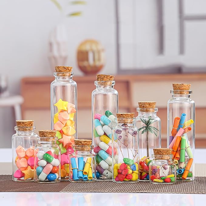 18 pcs 15ml Small Glass Bottles with Cork Stopper,Decorative Bottle,Vials Jars,Cute Storage Jar,Wishing Bottle 30x40mm(1.18x1.58inch)