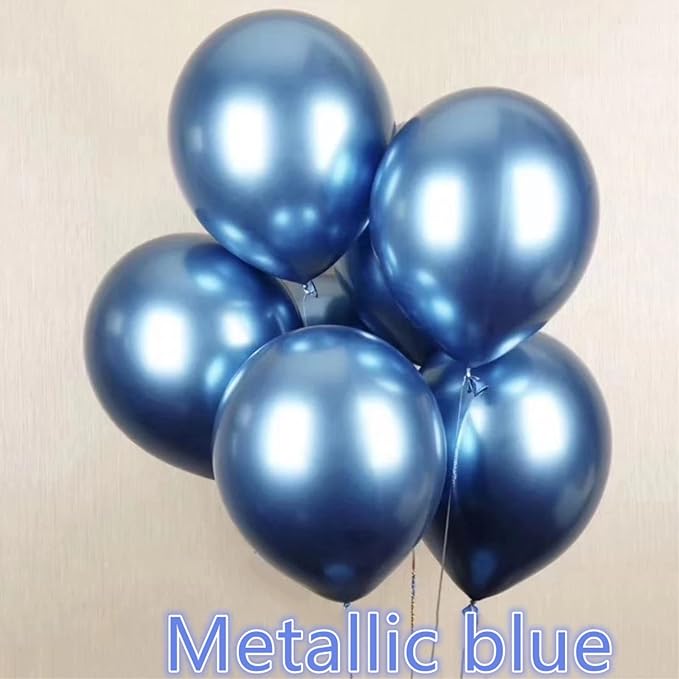 5 inch Metallic Blue Balloons, 100 pcs Thick Shiny Chrome Blue Latex Party Balloon (Metallic Blue)