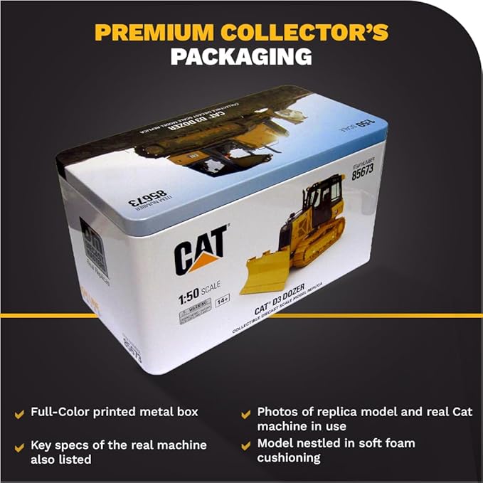 1:50 Caterpillar D3 Dozer - High Line Models by Diecast Masters - 85673 - Metal Tracks, Opening Engine Compartment and Engine Detail