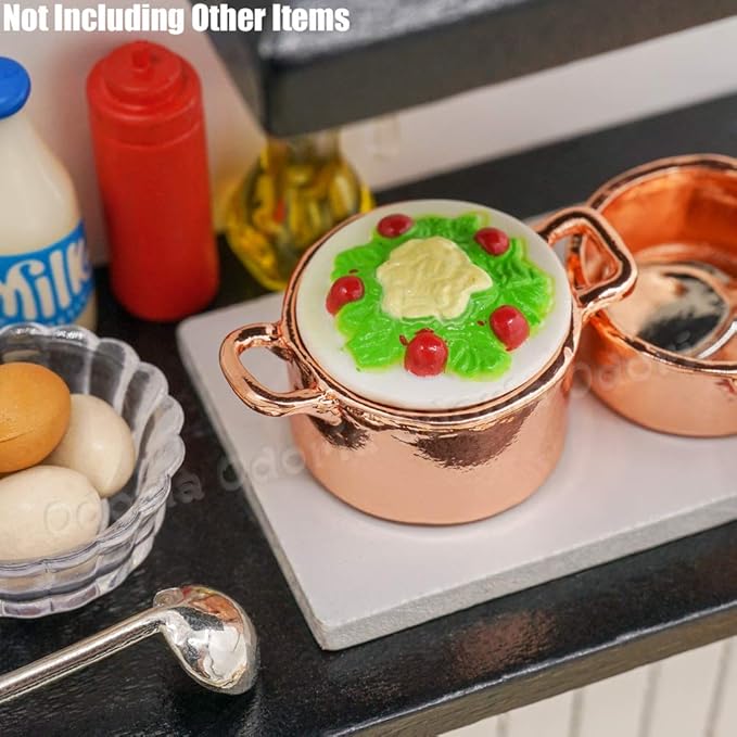 Odoria 1/12 Miniature Pots and Pans Dollhouse Cookware Accessories, Copper