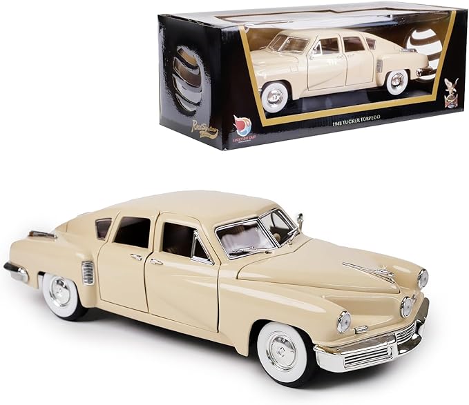 1948 Tucker Torpedo 1:18 Diecast Model Car - Cyclops Classic with Opening Doors, Steering Linkage | Premium Gift Box, Man Cave Decor | Ages 14+, Ivory Yellow