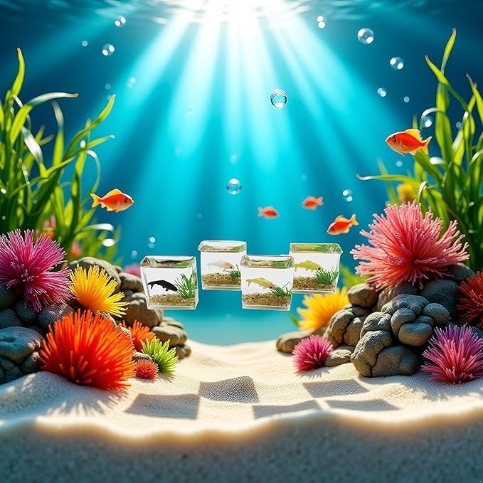 1Pc Fish Tank Toy, 1:12 Scale Miniature Dollhoue Accessories, Resin Dollhouse Fish Tank Accessories for Garden Scene Decor, Dollhouse Accessories (Random Color Square)