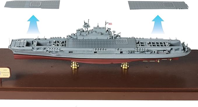 1/700 USS Enterprise CV-6 Aircraft Carrier ABS + Alloy Diecast Boat Model World War II Pacific War Aircraft Carrier Diecast Model with Display Stand and Dust Box Collection Gift for Adult